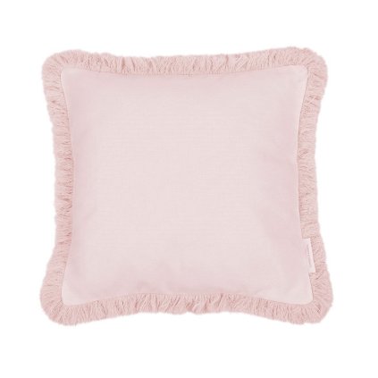 Boho vankúš zdobený strapcami pudrovo ružová nunobaby.sk