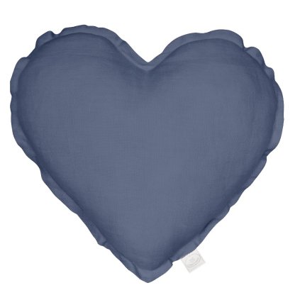 Pure Nature dekoračný vankúš srdce zo 100% ľanu modrá nunobaby.sk