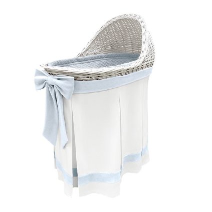 Caramella Baby Blue prútená kolíska s modrou mašľou nunobaby.sk