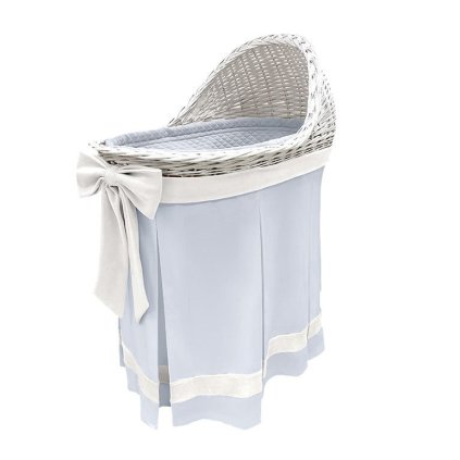 Caramella Baby Blue prútená kolíska s bielou mašľou nunobaby.sk