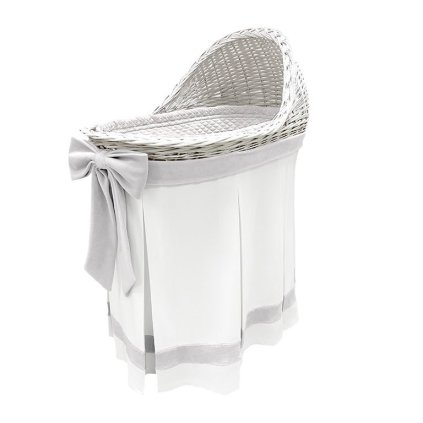 Caramella Pure Grey prútená kolíska so šedou mašľou nunobaby.sk