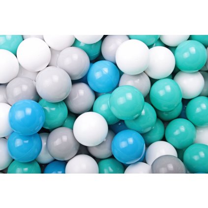 MeowBaby® SADA certifikované plastové loptičky do suchého bazéna Ø7cm biela, šedá, modrá, tyrkysová nunobaby.sk