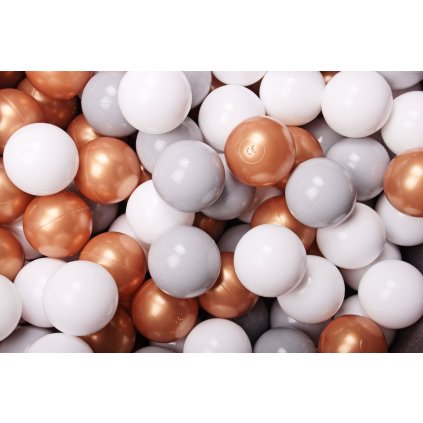 MeowBaby® SADA certifikované plastové loptičky do suchého bazéna Ø7cm biela, šedá, zlatá nunobaby.sk