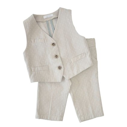 Nanán chlapčenská vesta a nohavice – béžová