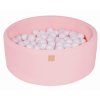 5900168329614 MeowBaby® Cotton detský suchý bazén s guličkami 90x30cm + 200 guličiek – ružová, guličky biela