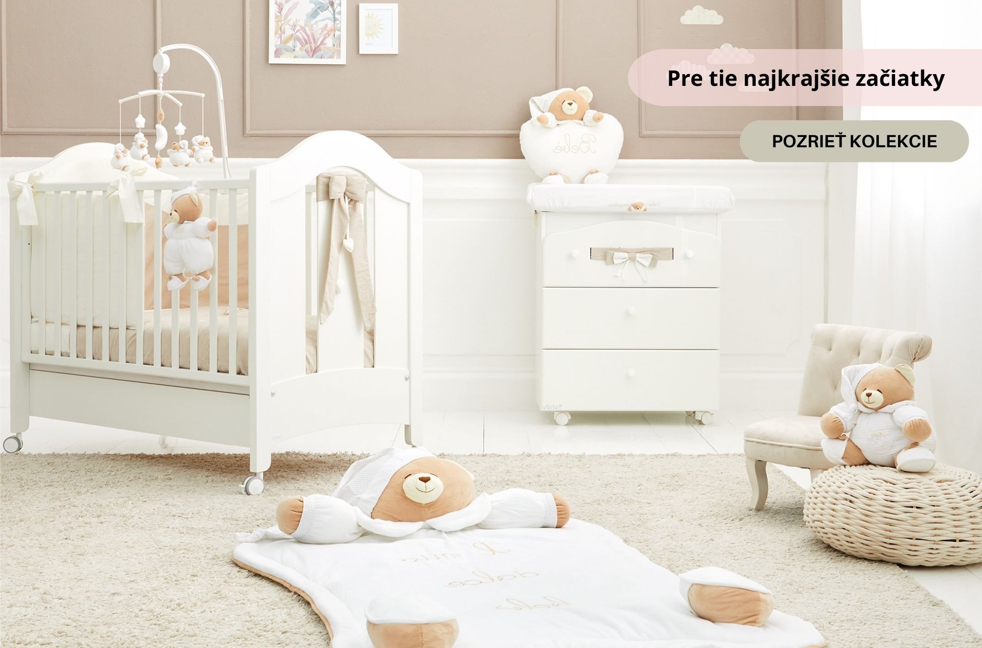 Nanán biela detská izba – jemný taliansky dizajn pre prvé začiatky