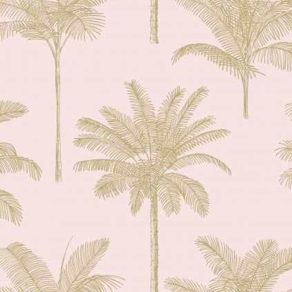 Tapeta Palm trees soft pink and gold