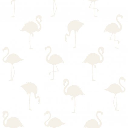 Tapeta Flamingos silver and white