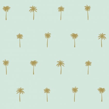 Tapeta Palm trees mint green and gold