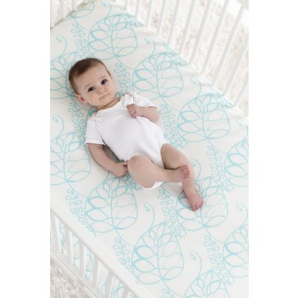 9604 3 silky soft crib sheet azure leafy lifestyle