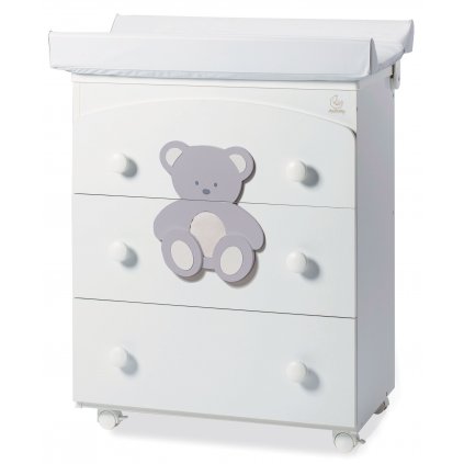 prebaľovací pult s vaničkou Peluche šedá (3v1) nunobaby.sk