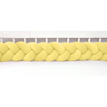 detský plyšový mantinel do postieľky - trojitý pletenec žltý nunobaby.sk