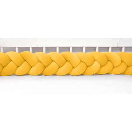 detský plyšový mantinel do postieľky - trojitý pletenec medový nunobaby.sk