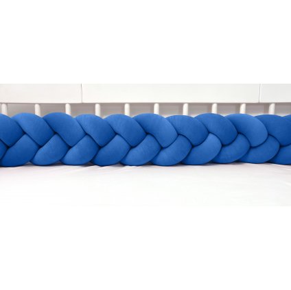 detský plyšový mantinel do postieľky - trojitý pletenec modrý nunobaby.sk