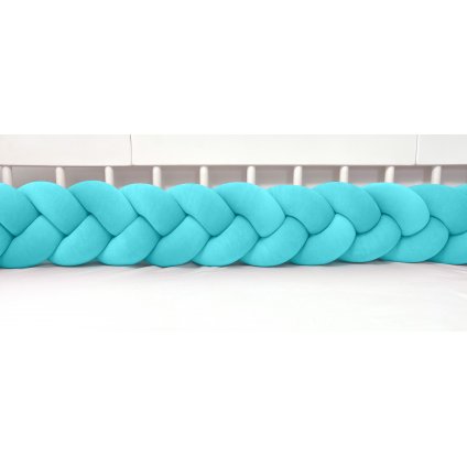 detský plyšový mantinel do postieľky - trojitý pletenec tyrkysový nunobaby.sk