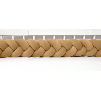 detský plyšový mantinel do postieľky - trojitý pletenec škoricový nunobaby.sk