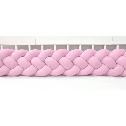 detský plyšový mantinel do postieľky - štvoritý pletenec ružový nunobaby.sk