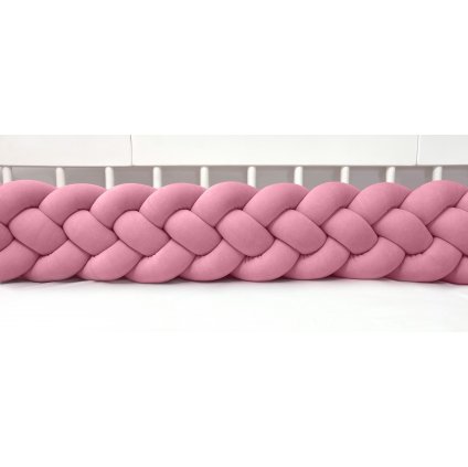 detský plyšový mantinel do postieľky - štvoritý pletenec tmavo staroružový nunobaby.sk