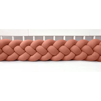 detský plyšový mantinel do postieľky - štvoritý pletenec tehlový nunobaby.sk