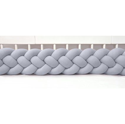 detský plyšový mantinel do postieľky - štvoritý pletenec šedý nunobaby.sk