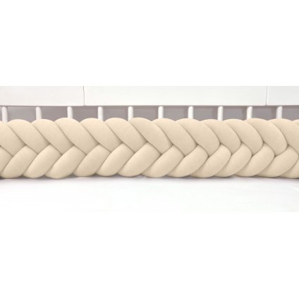 Plyšový mantinel do postieľky - päťkový pletenec smotanový nunobaby.sk