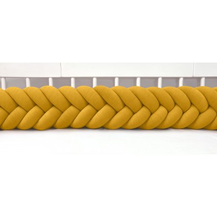 Plyšový mantinel do postieľky - päťkový pletenec horčicový nunobaby.sk