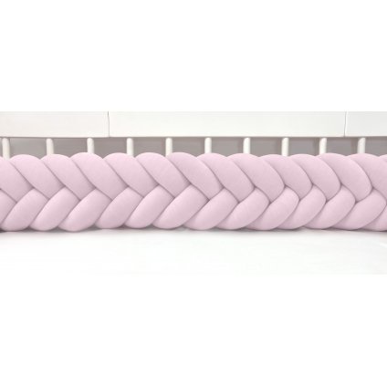 Plyšový mantinel do postieľky - päťkový pletenec bledoružový nunobaby.sk