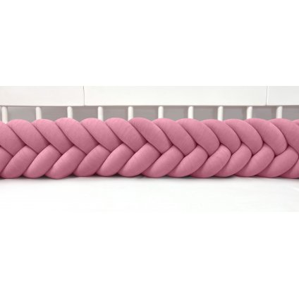 Plyšový mantinel do postieľky - päťkový pletenec tmavo staroružový nunobaby.sk