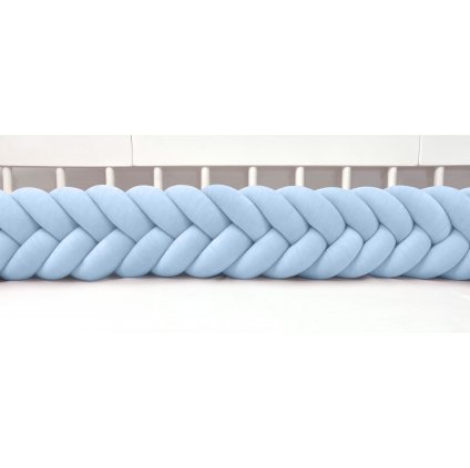 Plyšový mantinel do postieľky - päťkový pletenec bledomodrý nunobaby.sk