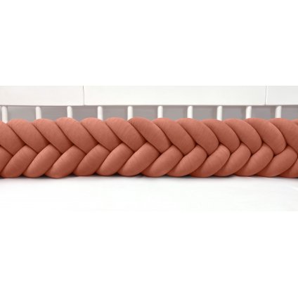 Plyšový mantinel do postieľky - päťkový pletenec tehlový nunobaby.sk