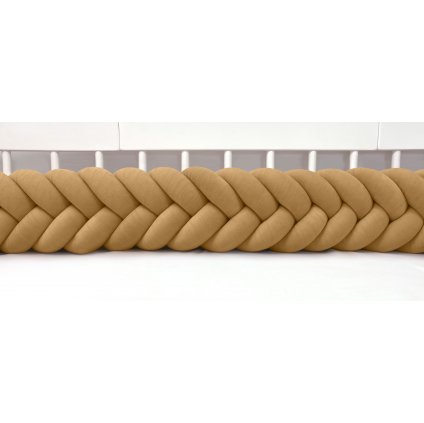 Plyšový mantinel do postieľky - päťkový pletenec škoricový nunobaby.sk