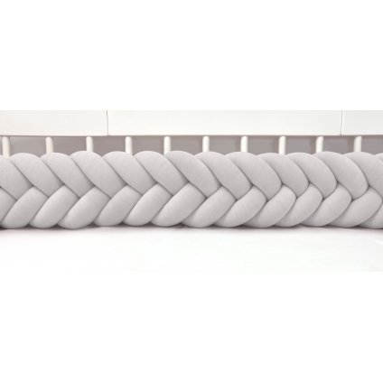 Plyšový mantinel do postieľky - päťkový pletenec bledošedý nunobaby.sk