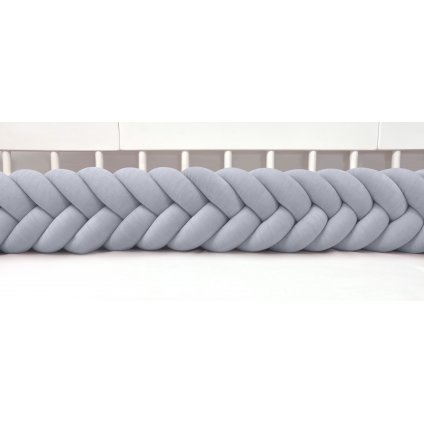 Plyšový mantinel do postieľky - päťkový pletenec šedý nunobaby.sk