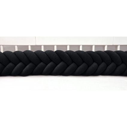 Plyšový mantinel do postieľky - päťkový pletenec čierny nunobaby.sk