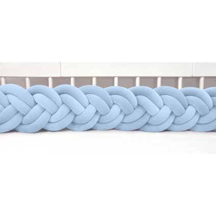 detský plyšový mantinel do postieľky - šesťkový pletenec bledomodrý nunobaby.sk