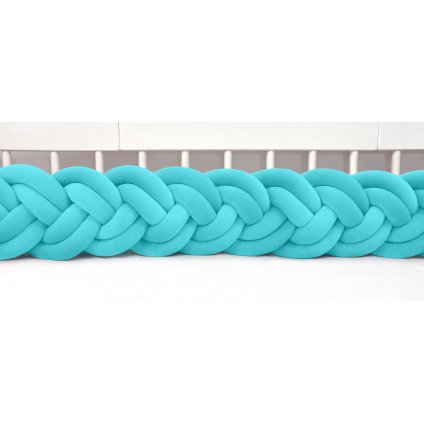 detský plyšový mantinel do postieľky - šesťkový pletenec tyrkysový nunobaby.sk