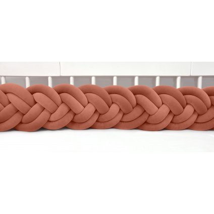 detský plyšový mantinel do postieľky - šesťkový pletenec tehlový nunobaby.sk