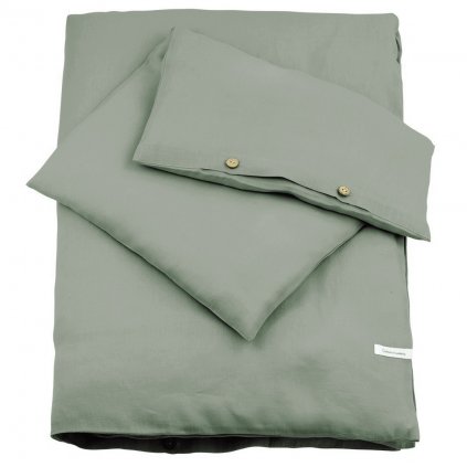 detské obliečky do postieľky s výplňou 100x135cm zo 100% ľanu olivová