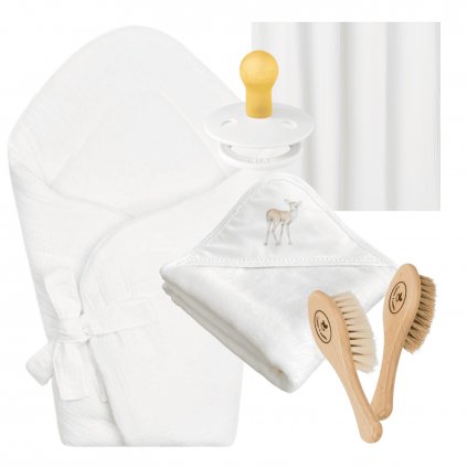 novorodenecká súprava so zavinovačkou a osuškou biela nunobaby.sk