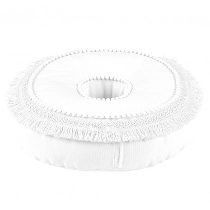 Boho Donut vankúš zdobený čipkou biely 2 nunobaby.sk