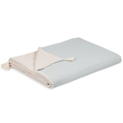 Obojstranná deka mušelín a umelá kožušina zelená 2 nunobaby.sk