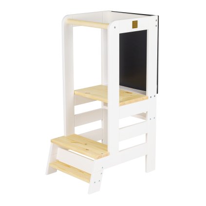 KH02002WMIE MeowBaby® učiaca veža biela prirodna s tabulou 5 nunobaby.sk