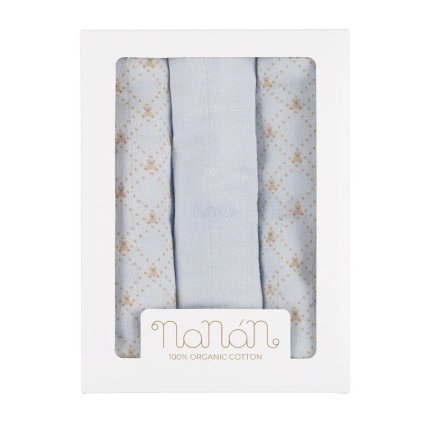 Nanán Set 3 ks mušelínových plienok 80x80 cm – modré 100 % organická bavlna, prémiová kvalita nunobaby 3