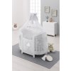 oválna detská postieľka s matracom a komplet výbavou Love biela nunobaby.sk