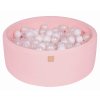 MEO044IE MeowBaby® Cotton detský suchý bazén s guličkami 90x30cm + 200 guličiek – ružová, guličky biela transparentna perletoava biela
