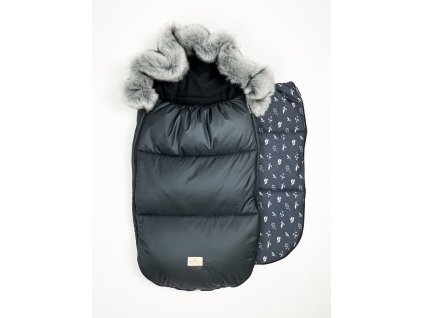 zimní fusak 2v1 - mini kvítky na černé