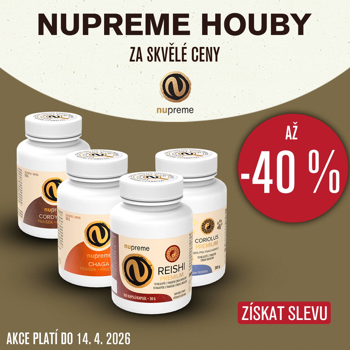 Houby 40% duben 2026