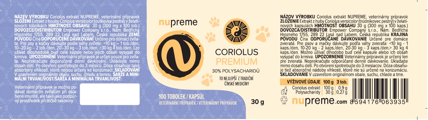 Coriolus extrakt 100 kapslí NUPREME Obrázek