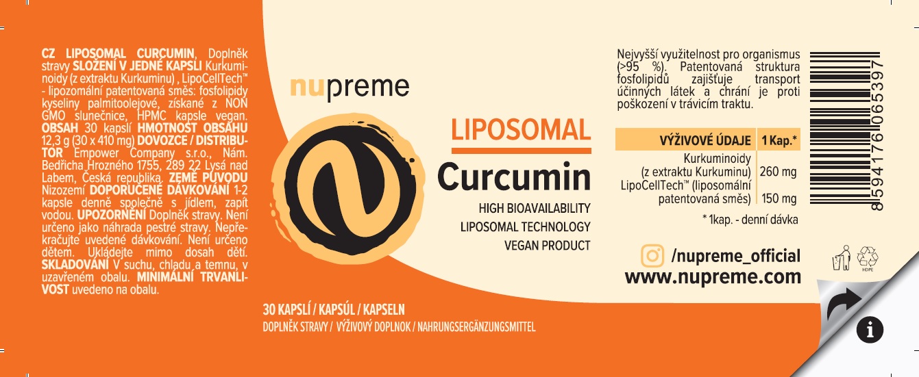 Nupreme Liposomal Curcumin 30 kapslí Obrázek