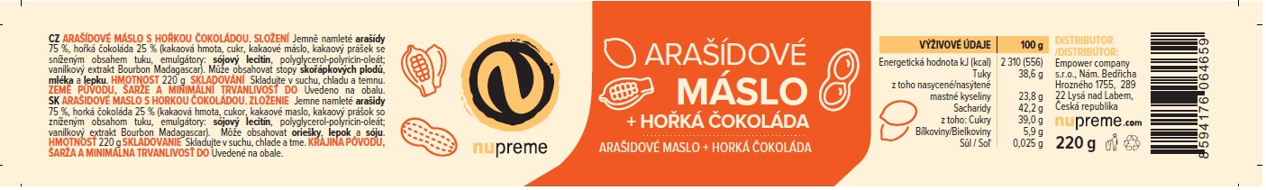 Arašídové krémy s čokoládou NUPREME Obrázek